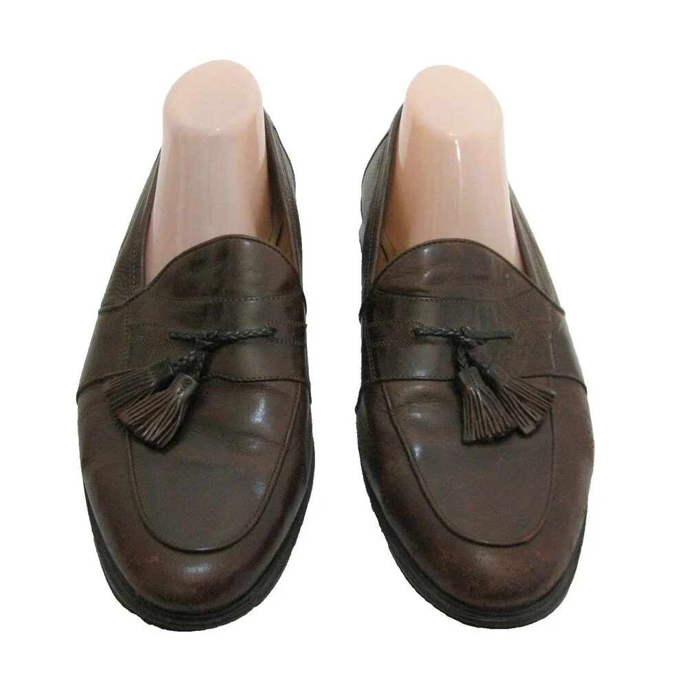 Johnston & Murphy Mens Size 11.5 Italian Deerskin Leather Tassle Loafers Shoes